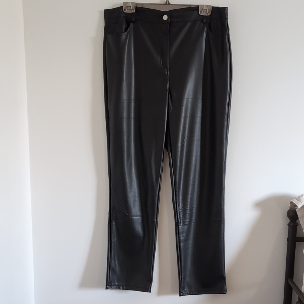 Sleek Black Women's Faux Leather Pants